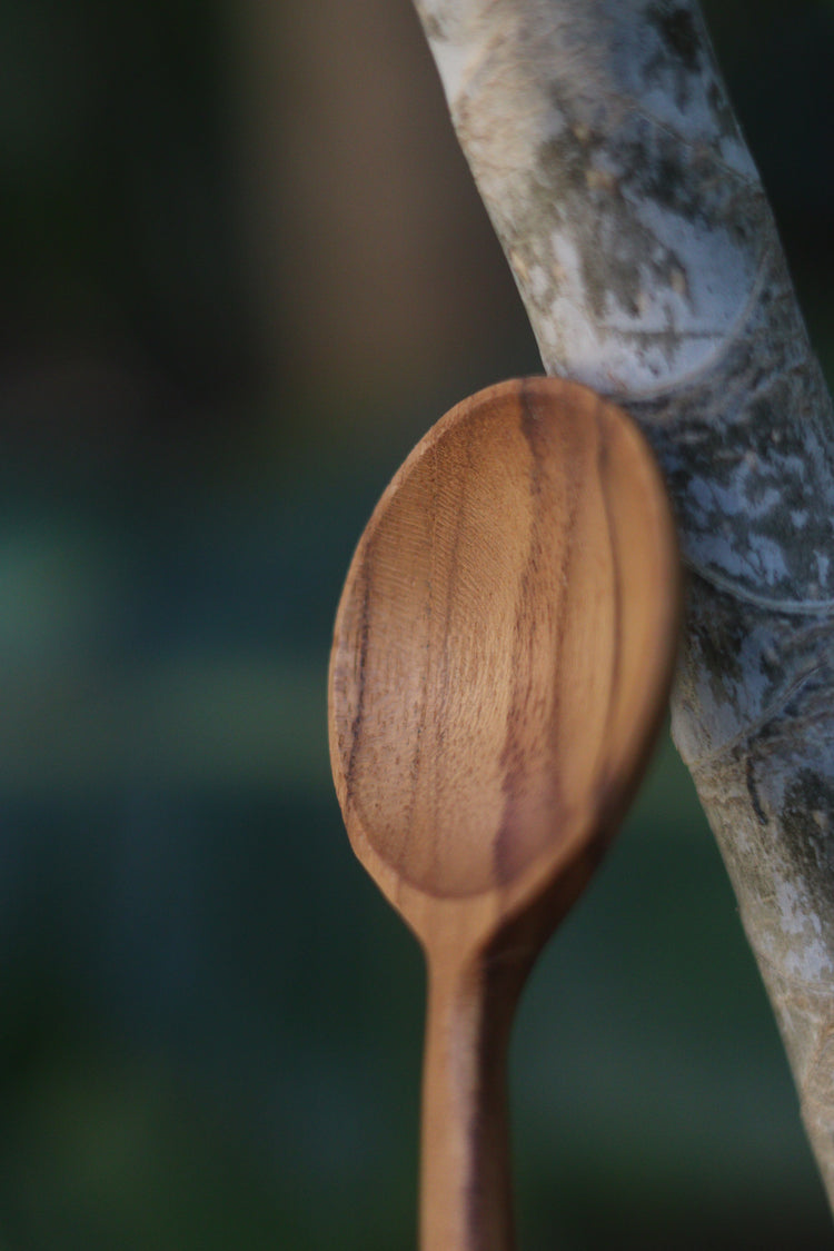 Moon shape teak spoon
