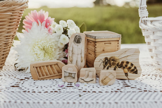 Wooden Bee Keeper Block Set | Bees, Beehive & Honeycomb