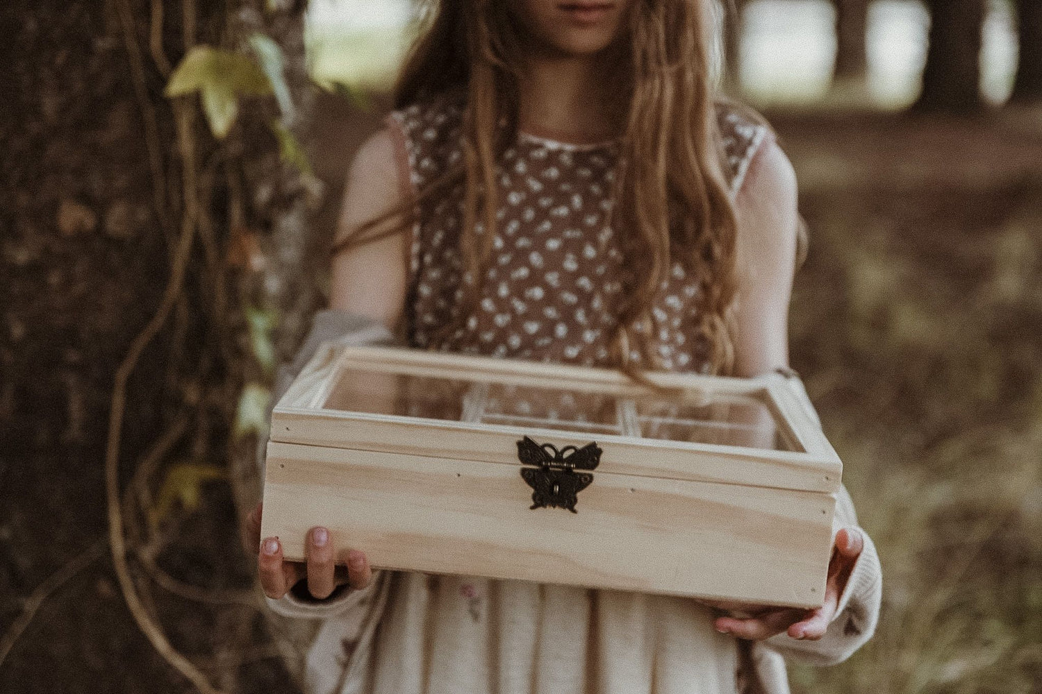 Wooden treasure box for children to store their sacred treasures in 