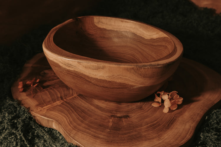 Natural teak bowl