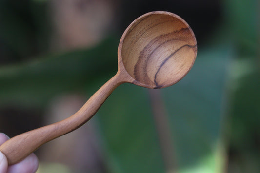 Moon shape teak spoon