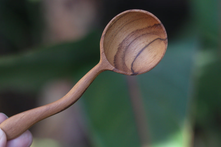 Moon shape teak spoon
