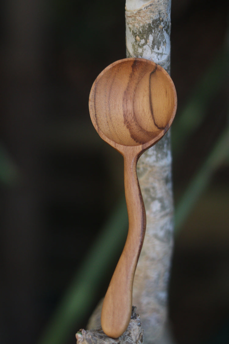 Moon shape teak spoon