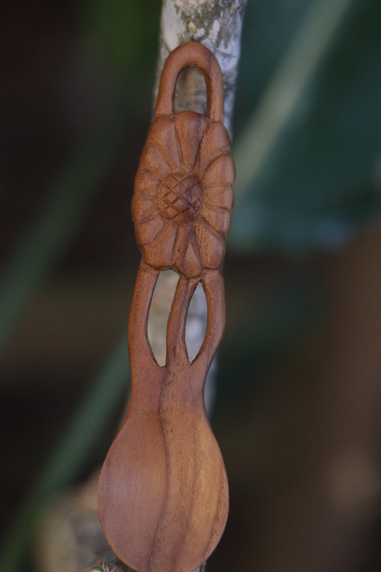 Single flower teak spoon