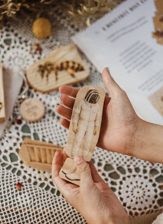 Wooden Bee Keeper Block Set | Bees, Beehive & Honeycomb