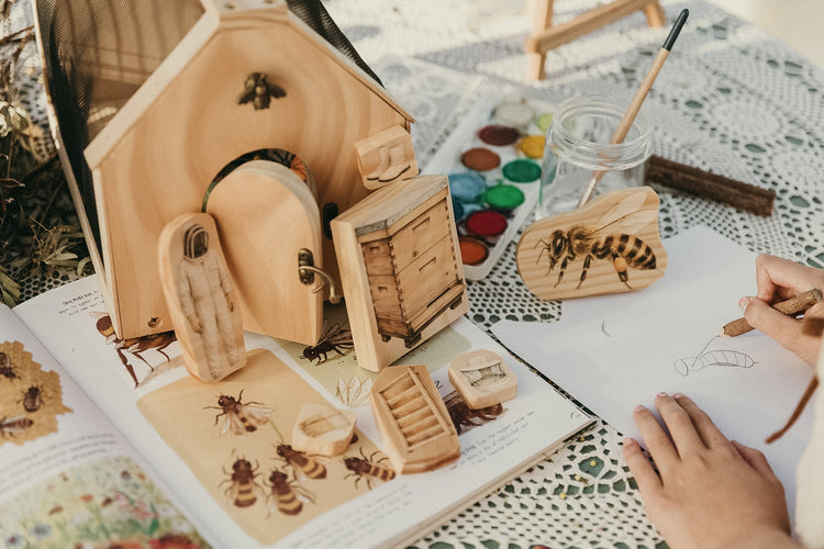 Wooden Bee Keeper Block Set | Bees, Beehive & Honeycomb