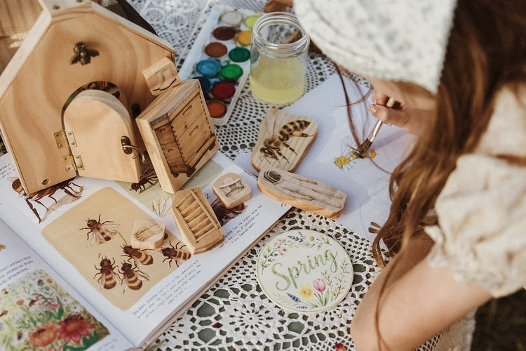 Wooden Bee Keeper Block Set | Bees, Beehive & Honeycomb
