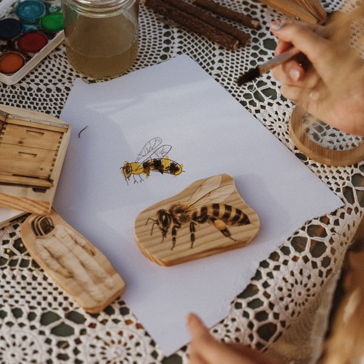 Wooden Bee Keeper Block Set | Bees, Beehive & Honeycomb