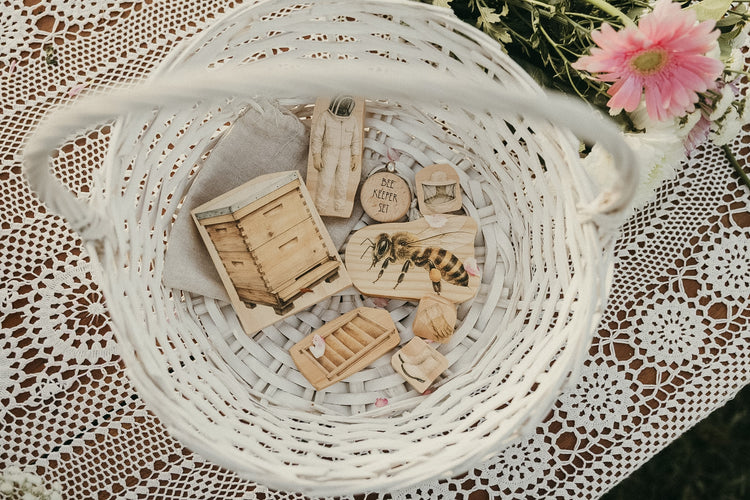 Wooden Bee Keeper Block Set | Bees, Beehive & Honeycomb